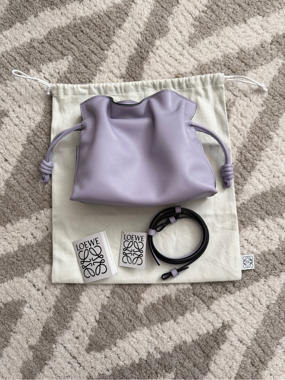 LOEWE Calfskin Mini Flamenco Clutch in Light Mauve
